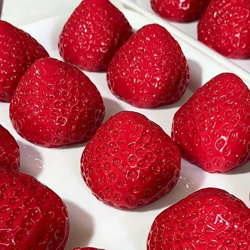 Cute Cream Gold Powder Big Strawberry Pinch Fidgeting Imitation Silicone Clay Feeling DIY Girl Birthday Gift Kids Squish Toys
