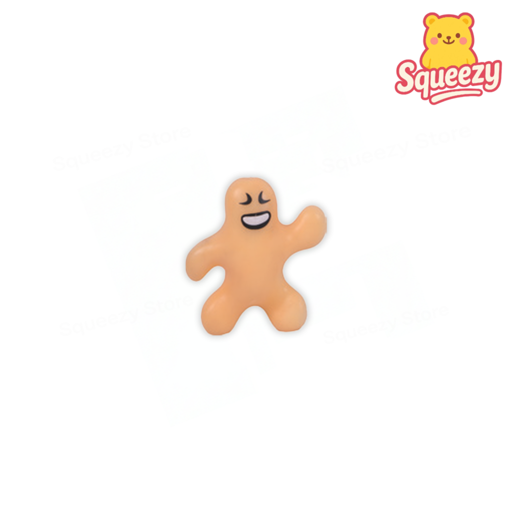 Brown Little Size Squishy Man soft EVA stress relief toy with smiling face.