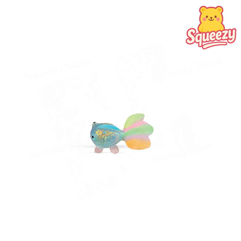 Goldfish with Maltose soft EVA stress relief toy shaped like a colorful goldfish with glitter-filled body.