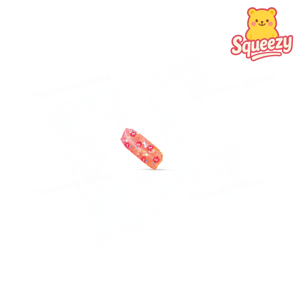 Orange Hey, Tomato Water Wiggler stress relief toy with playful tomato-themed print.