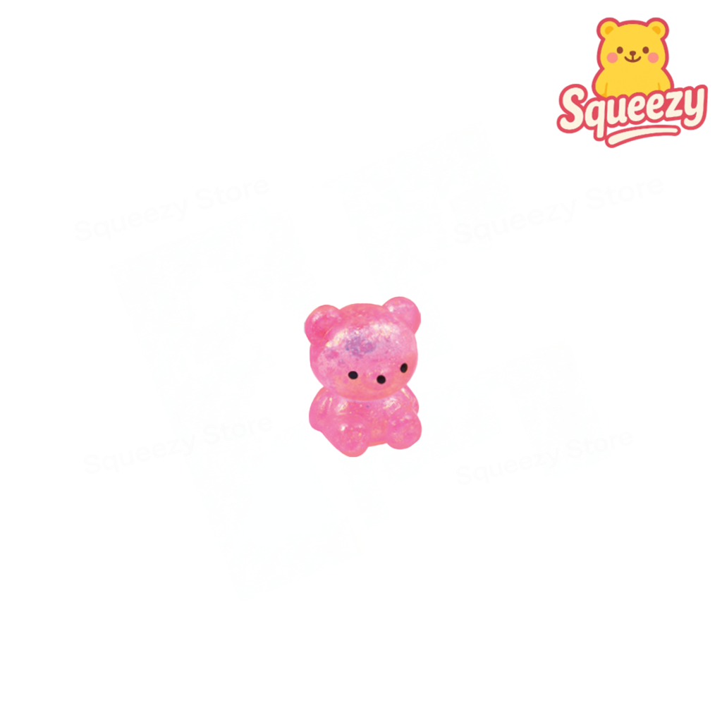 Pink Little Maltose Bear sensory toy with sparkling glitter and teddy bear shape.