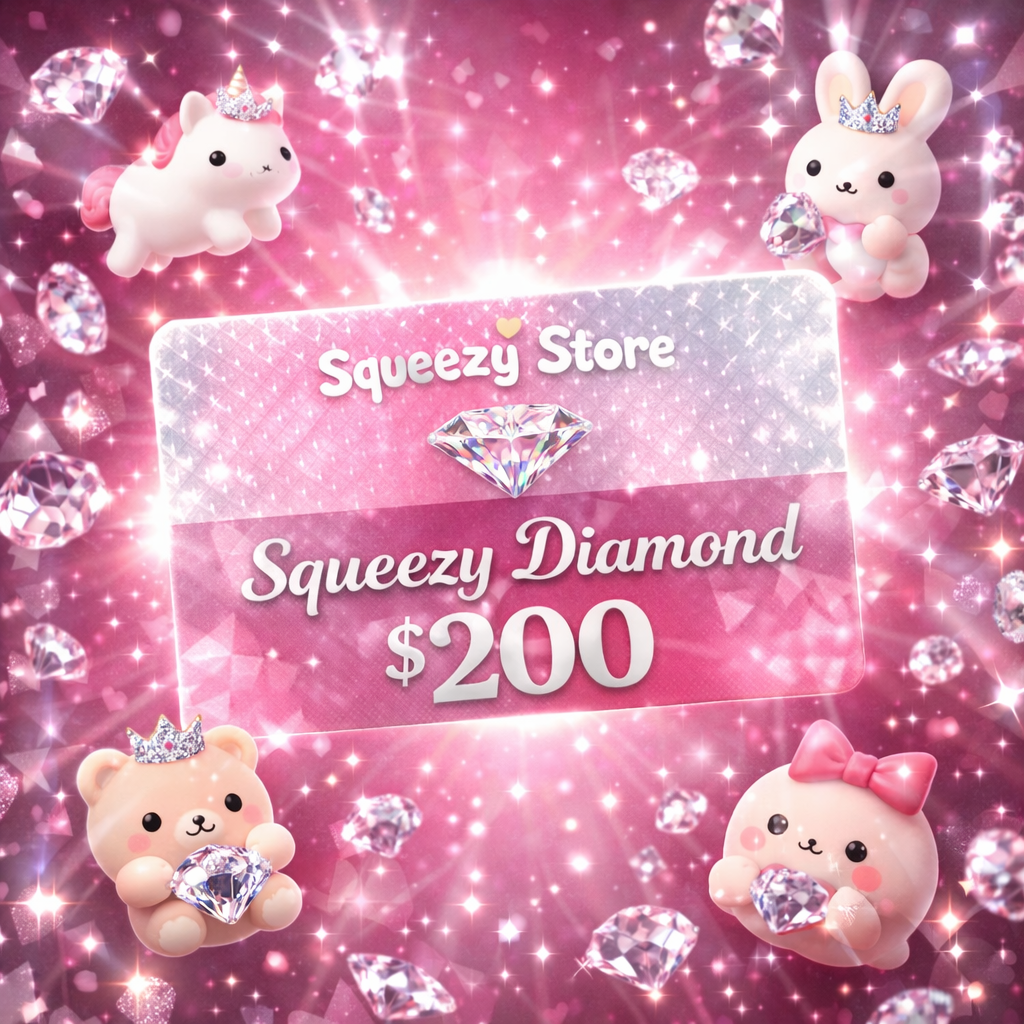 Squeezy Store Squeezy Diamond digital gift card $200 —
ultimate luxury gift for squishy toy collectors and
sensory toy enthusiasts — instant email delivery by Squeezy Store