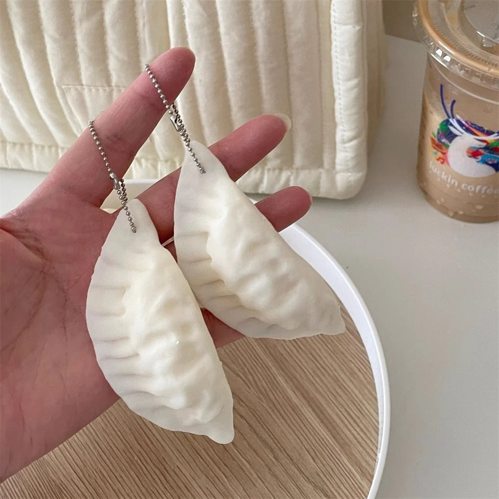 Simulation Dumplings Keychain Bag Pendant Cute Mini Squishy Toy Dumplings Simulation Food Decoration Charms Stress Relief Gift