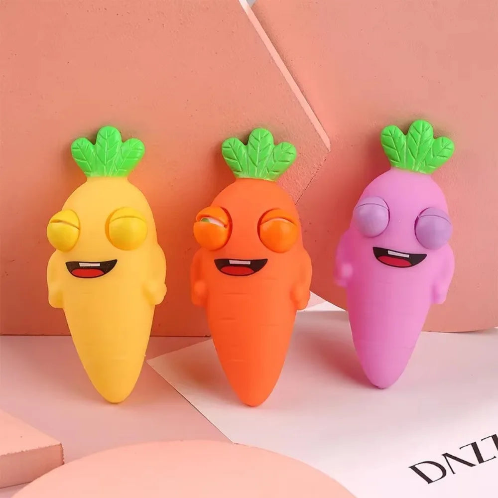 Creative Carrots Popping the Eyes Cute Fruit Squeezing Toys for Kids Silicon Decompression Stress Vent Explosive Squeeze Eye Toy