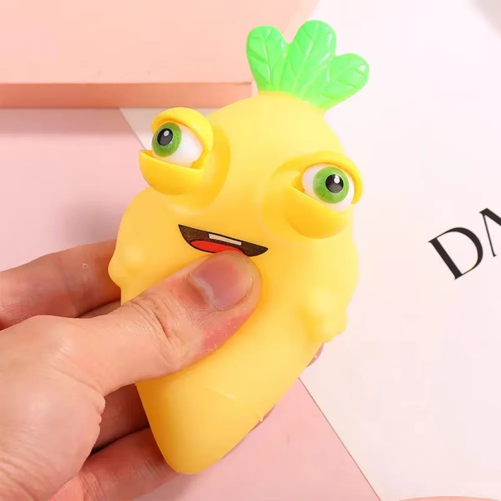 Creative Carrots Popping the Eyes Cute Fruit Squeezing Toys for Kids Silicon Decompression Stress Vent Explosive Squeeze Eye Toy