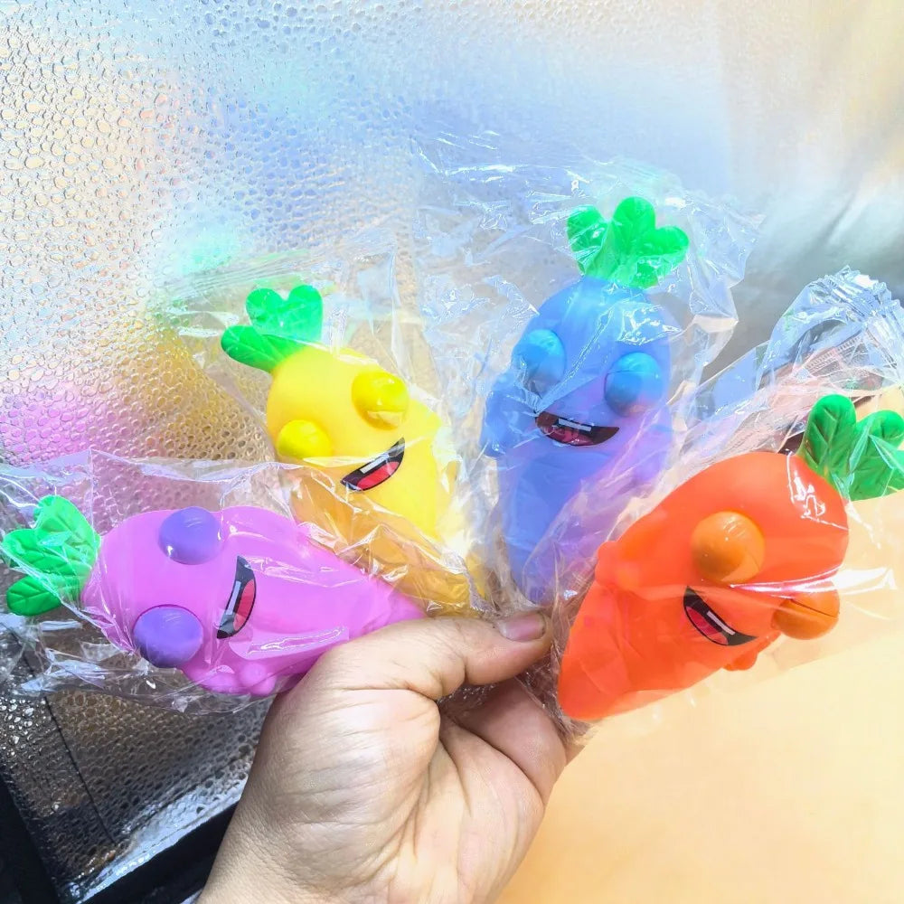 Creative Carrots Popping the Eyes Cute Fruit Squeezing Toys for Kids Silicon Decompression Stress Vent Explosive Squeeze Eye Toy
