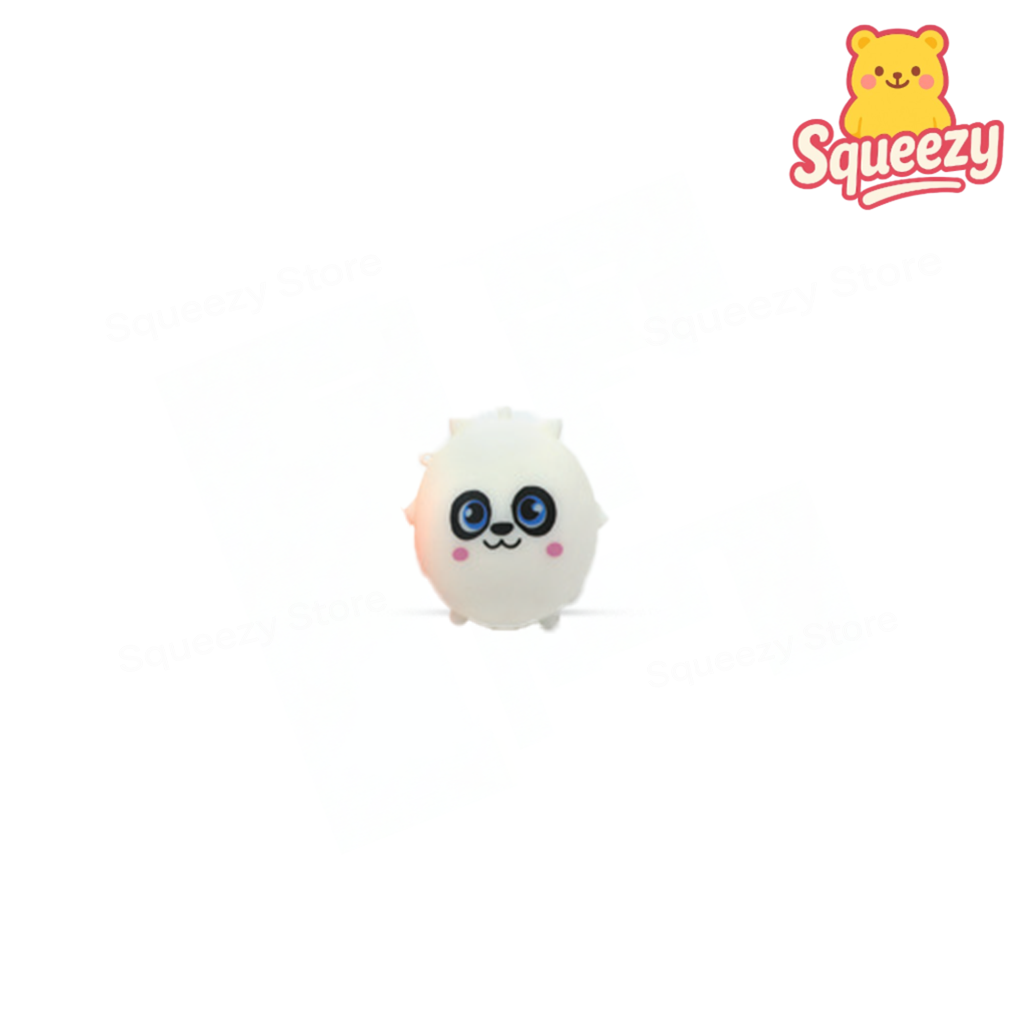 White Animal Cutie soft sensory toy with large eyes and cute cat design.
