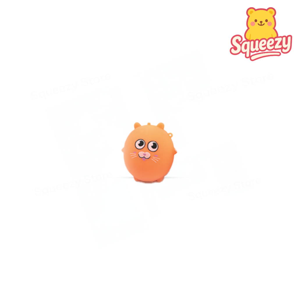 Orange Animal Cutie soft EVA stress relief toy shaped like a smiling fox.
