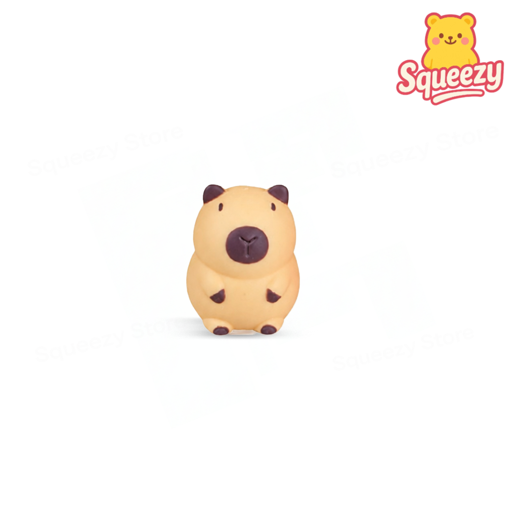 Beige Capybara: Beige Small Size EVA Capybara soft stress relief toy.