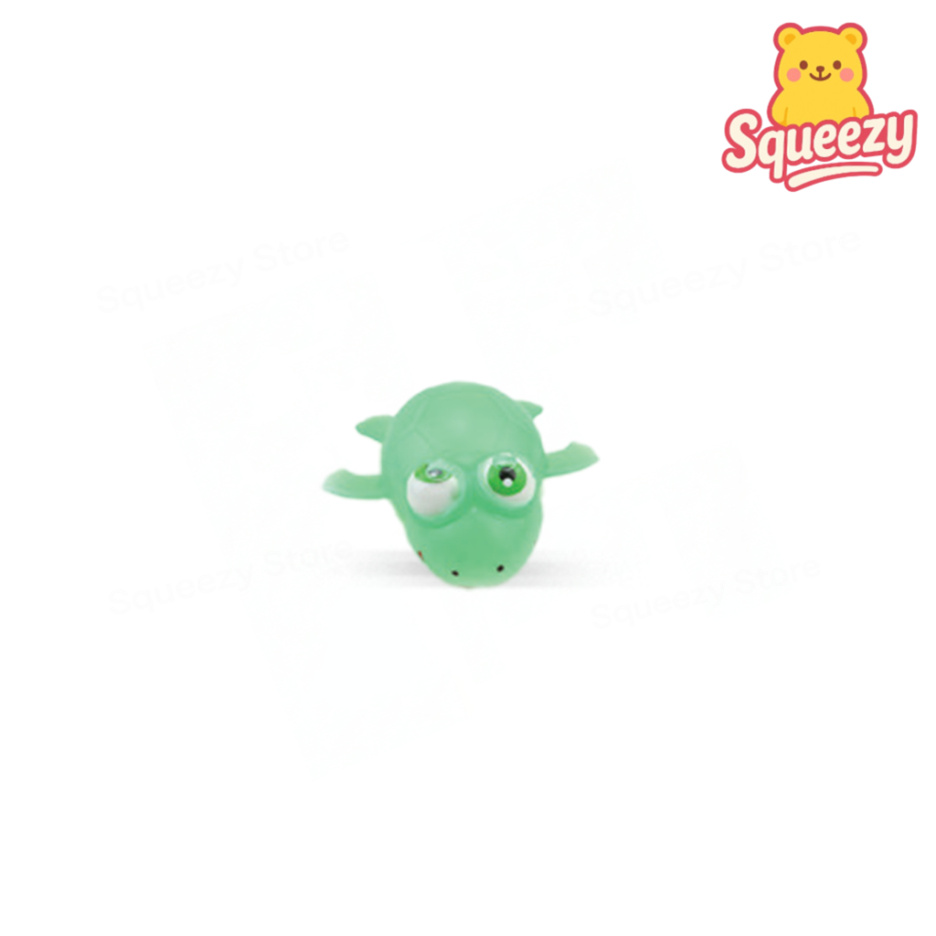 Green Big Rolling Eye Animal soft sensory toy with fins and oversized moving eyes.