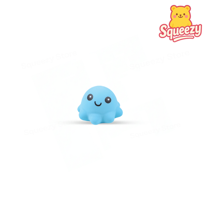 Blue EVA Fat Octopus soft stress relief toy with smiling face and rounded tentacles.
