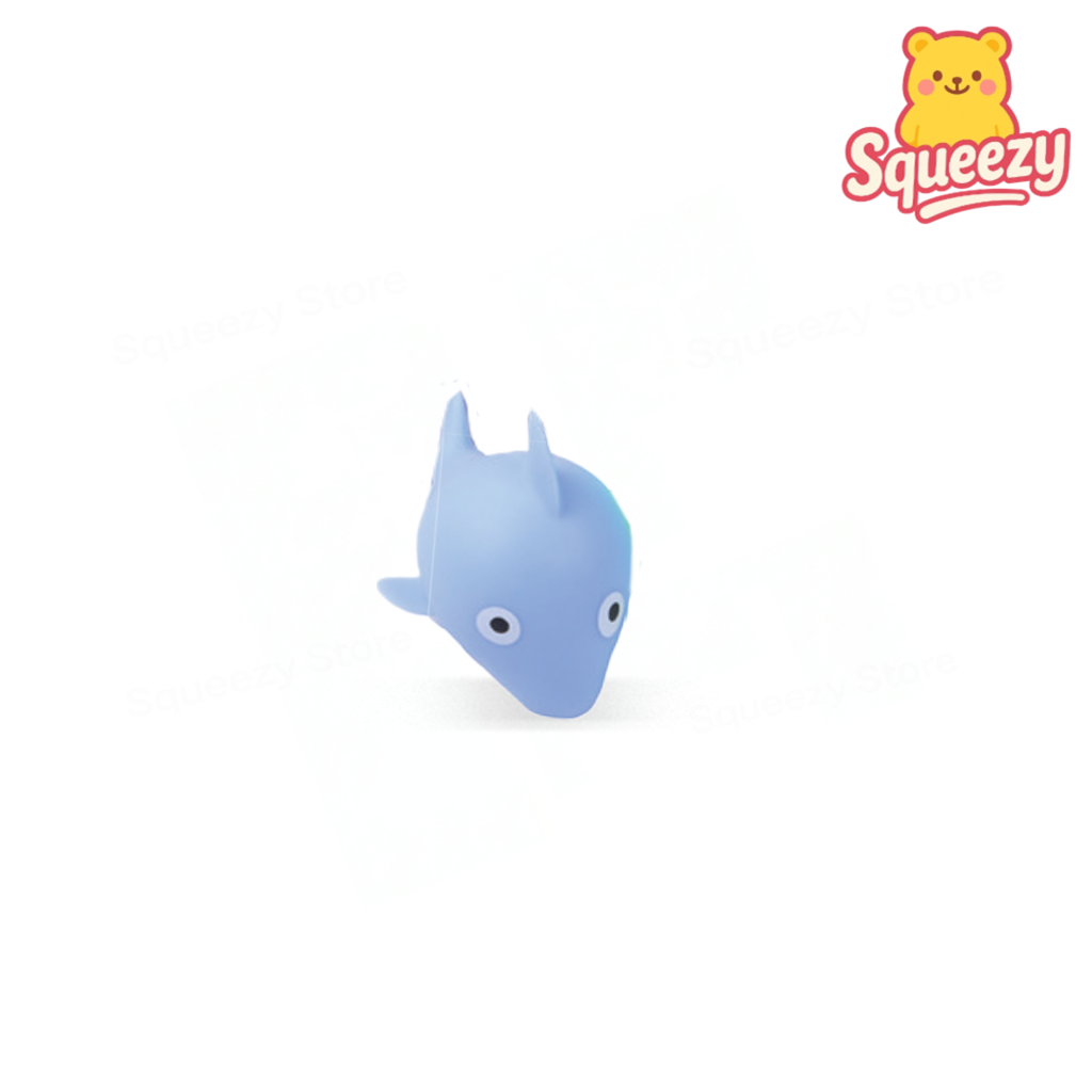 Blue EVA Whale soft EVA stress relief toy with smooth rounded body.