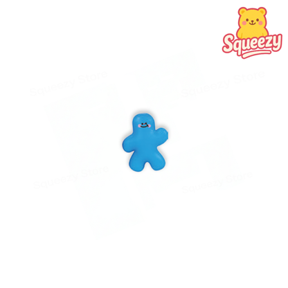 Blue Little Size Squishy Man soft EVA stress relief toy with smiling face.