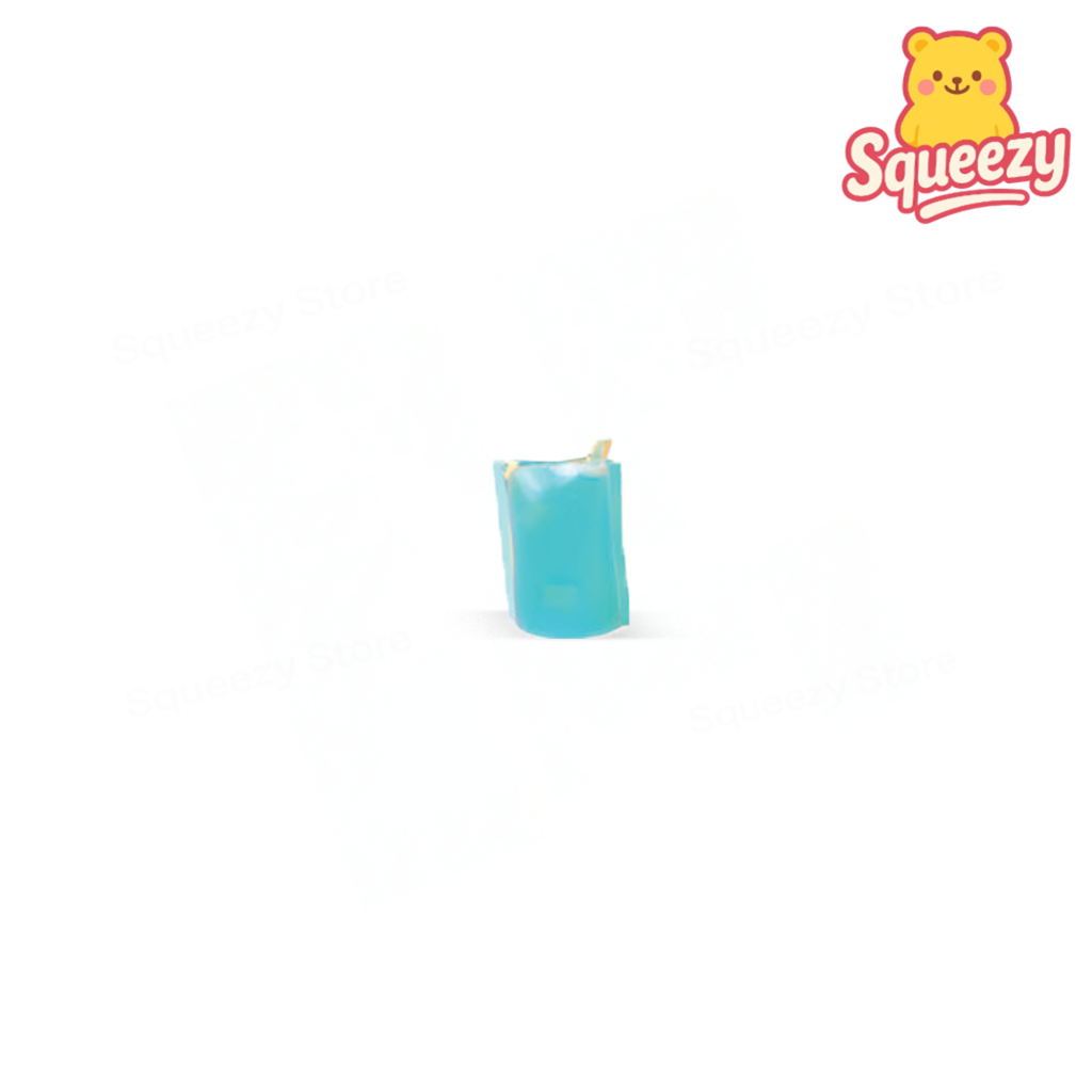 Blue Squishy Drinks mini drink cup stress relief toy with jelly-like appearance.