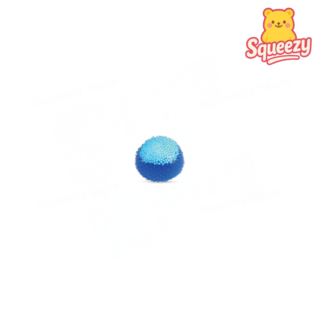 Blue Squishy Spiky Ball tactile sensory toy with textured rubbery nubs.