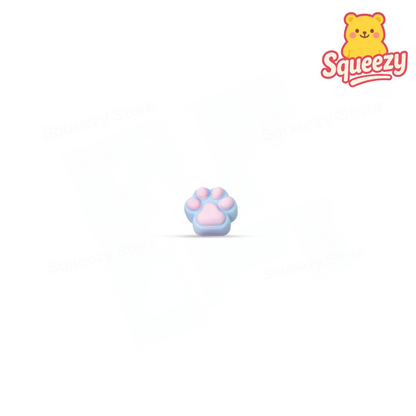 Blue Super Squishy Cat Paw, Mini Size soft sensory toy with pink paw pad details.