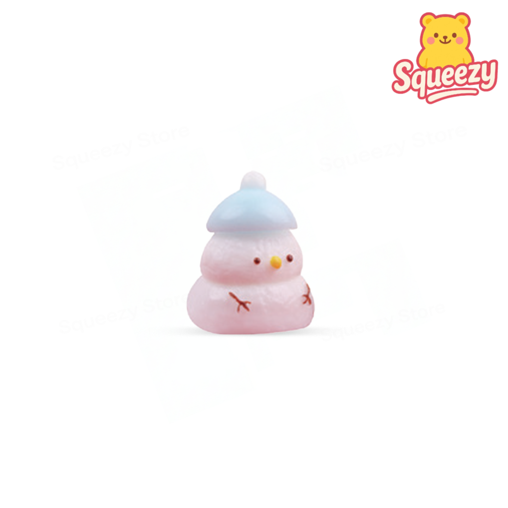 Blue hat Snow Man Squishy super soft slow-rising stress relief toy.
