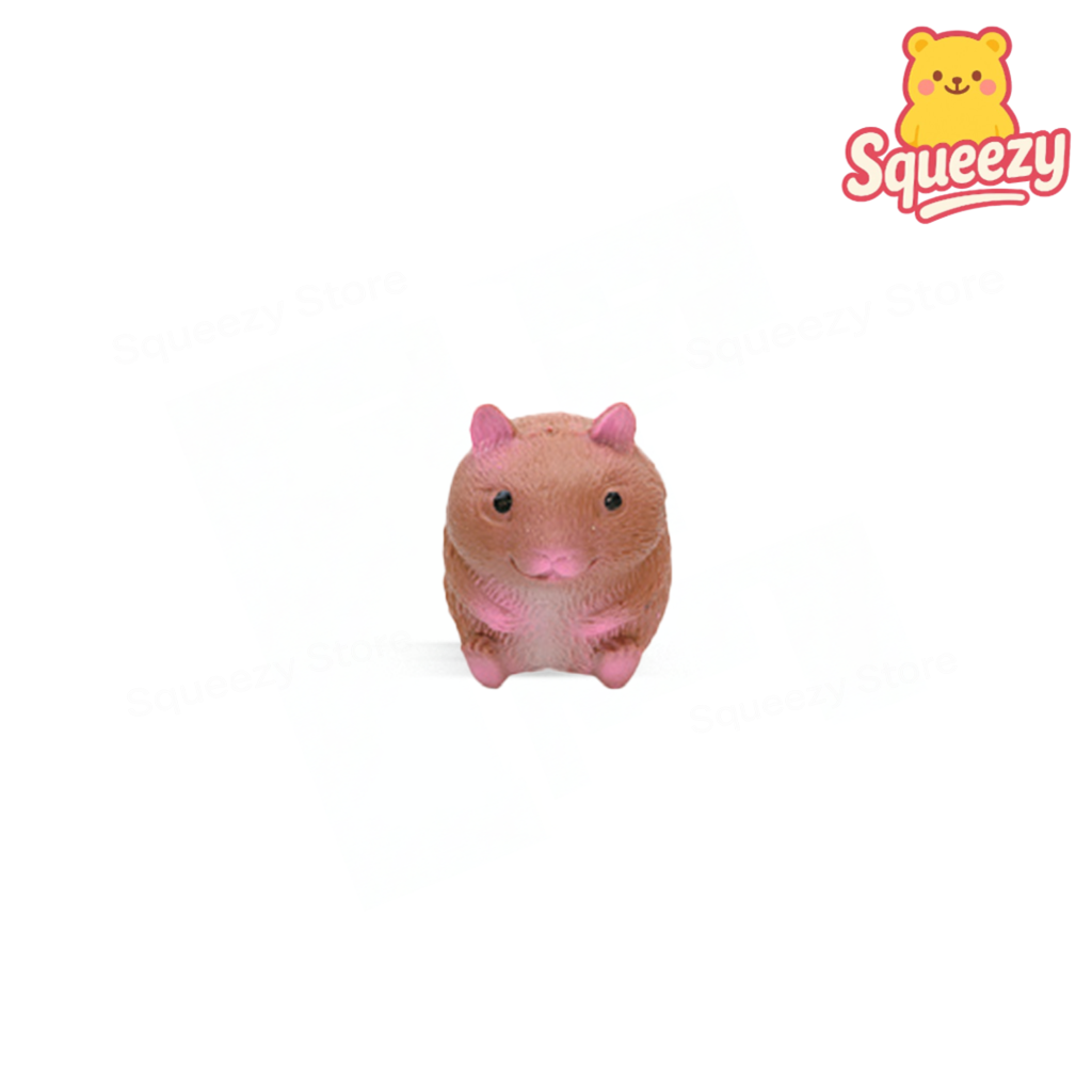 Brown EVA Hamster soft stress relief toy with rounded body and tiny pink paws.