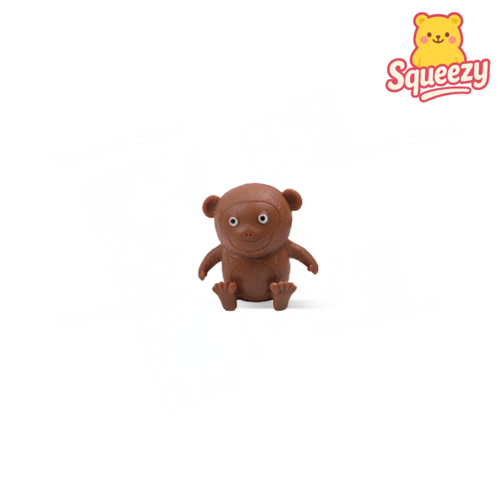 Brown Little EVA Animal soft EVA stress relief toy with rounded ears and friendly face.