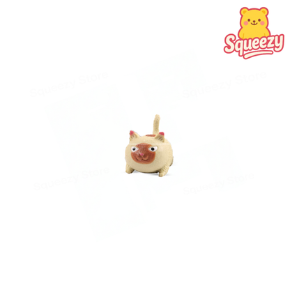 Brown Small Angry Cat soft EVA stress relief toy with grumpy face and curled tail.