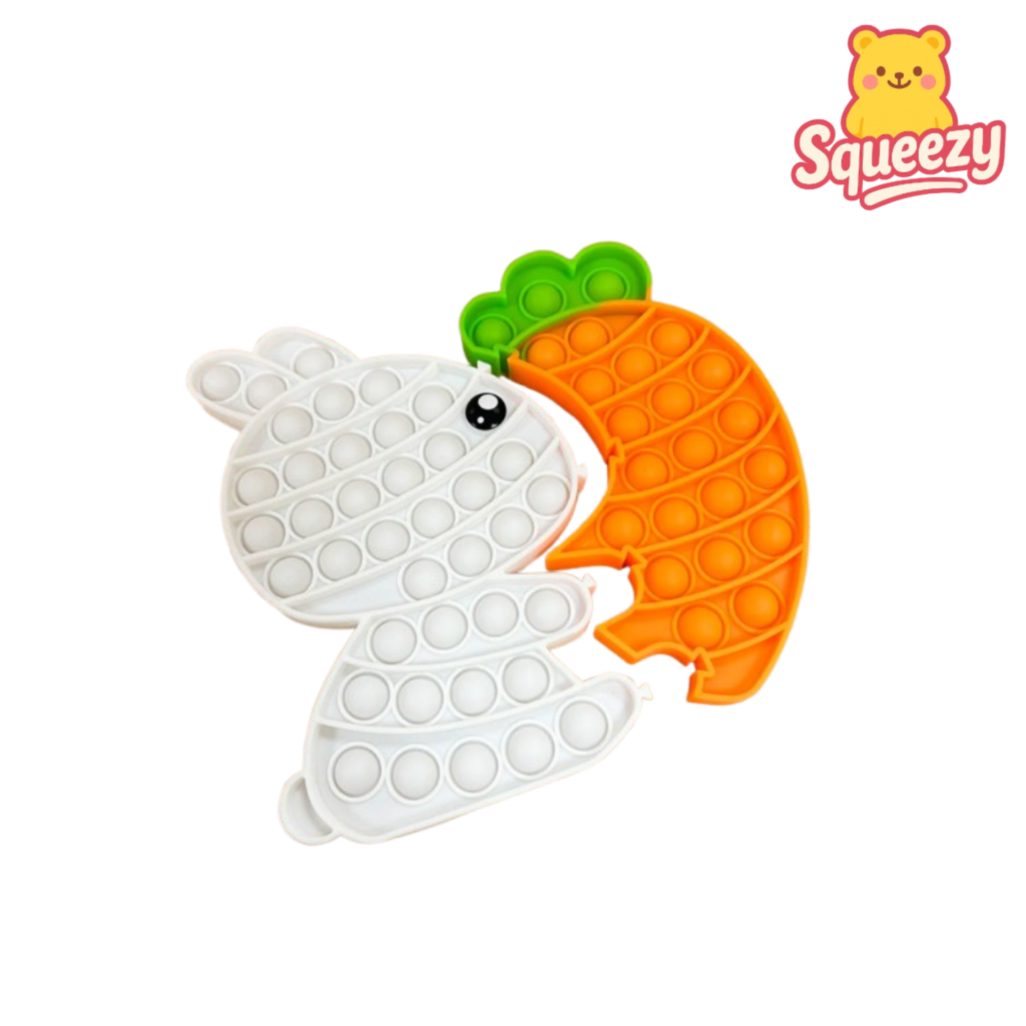 white Bunny Rabbit Carrot pop it Stress Relief Toy