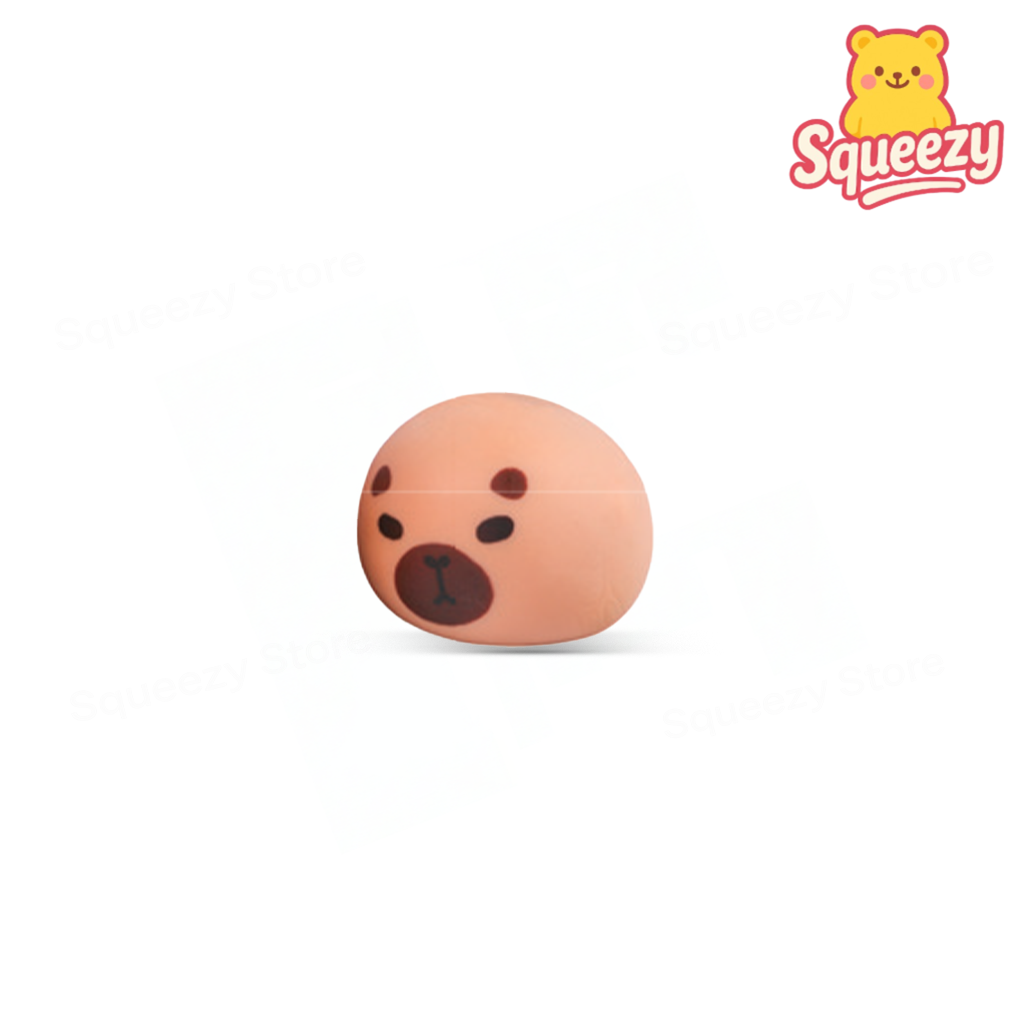 Capybara Anti-Stress Ball soft round stress relief toy with cute sleepy face.
