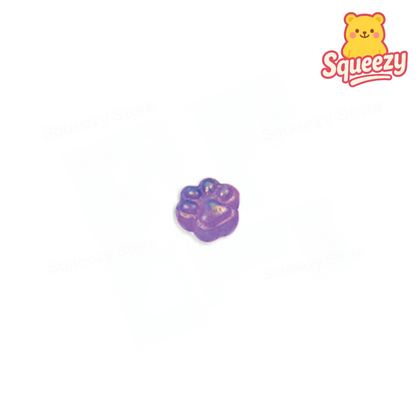 Purple Cat Paw with Maltose soft EVA stress relief toy with translucent glitter-filled paw design.
