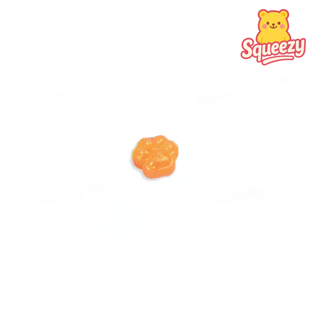 Orange Cat Paw with Maltose soft sensory toy with sparkling translucent paw shape.