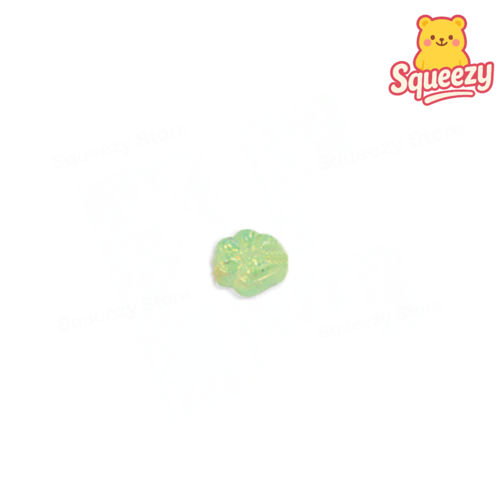 Green Cat Paw with Maltose soft stress relief toy with translucent glitter-filled paw.