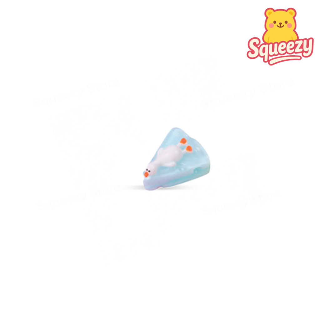 Blue Chilling Duck Squishy soft EVA stress relief toy in a resting pose.