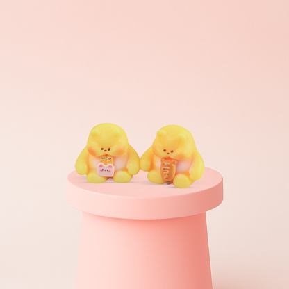 Chunky Bear Squishy displayed on a pastel stand, soft slow-rising sensory toy for stress relief.