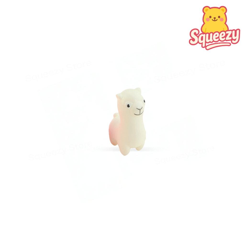 Cream EVA Llama soft EVA stress relief toy with smiling face and minimalist llama shape.