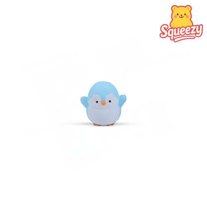 Cyan EVA Lovely Penguin soft penguin stress relief toy in pastel blue, gray, and pink colors.