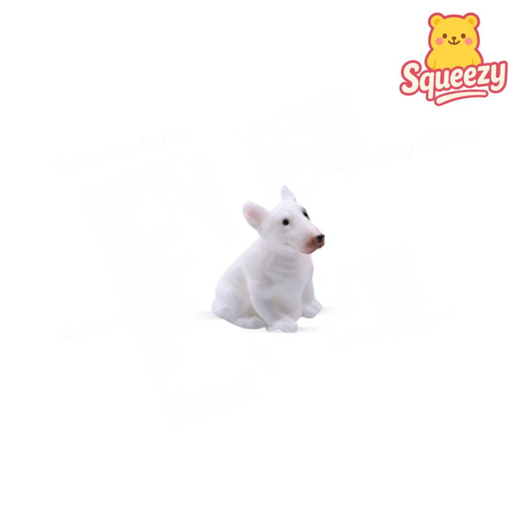 White Dog Squishy with red collar, super soft slow-rising puppy sensory toy.