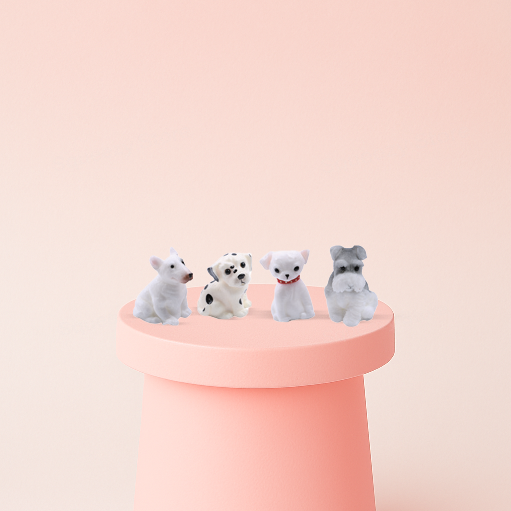 Dog Squishies featuring four different puppy styles, super soft slow-rising stress relief toys.