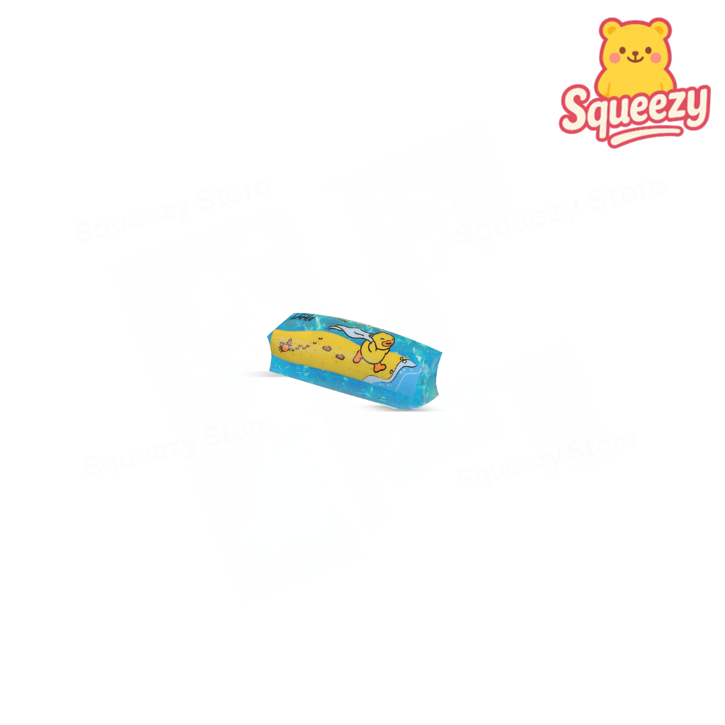 Duck Water Wiggler soft water-filled sensory tube with glitter and a cute yellow duck inside.