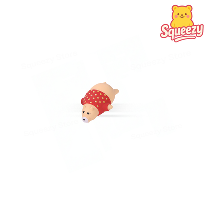 EVA Bear Wearing Shirt with red polka-dot shirt soft squeezable sensory toy.