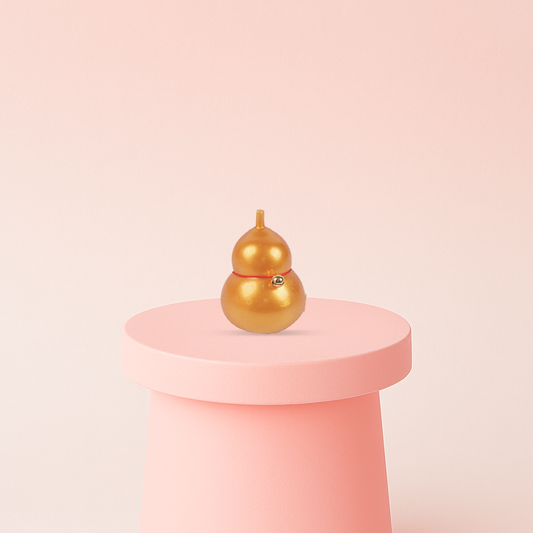 EVA Calabash soft sensory toy with shiny gold finish and traditional double-gourd shape.