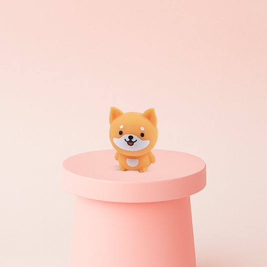 EVA Shiba Inu display box featuring cute Shiba Inu soft stress relief toys.