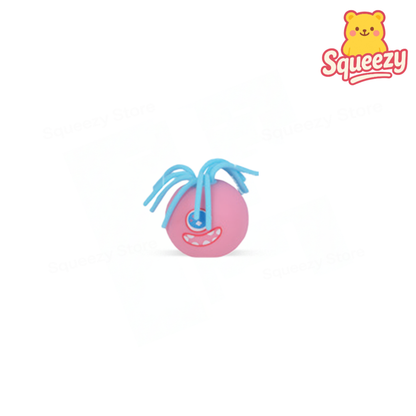 Pink Emoji Face EVA Ball with Hair funny sensory toy with pink rubber hair.