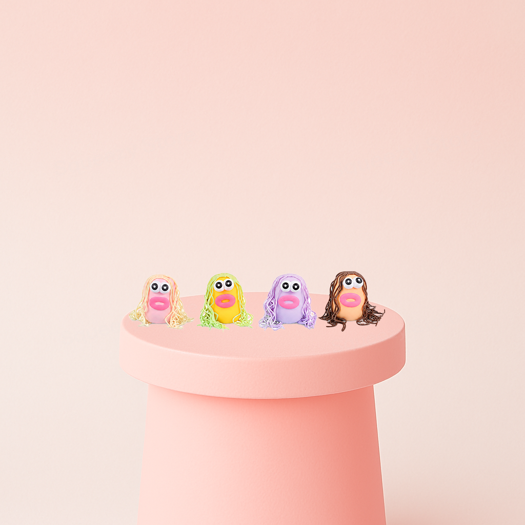 Funny Character Squishies in assorted colorful styles, super soft slow-rising stress relief toys.