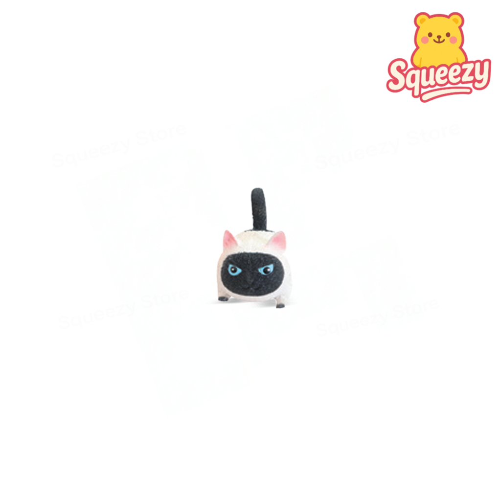 Gray Big Angry Cat soft stress relief toy with red collar and angry expression.