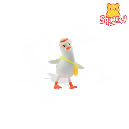 Gray Happy Duck soft EVA stress relief toy with orange beak and feet.