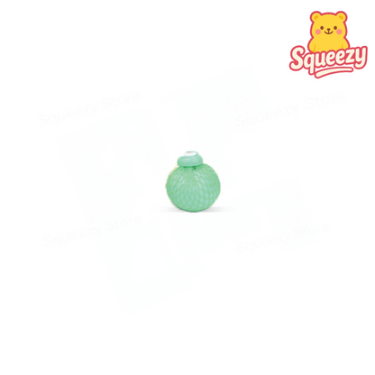 Green Animal Theme Mesh Ball squeezable sensory toy with adorable cartoon face.