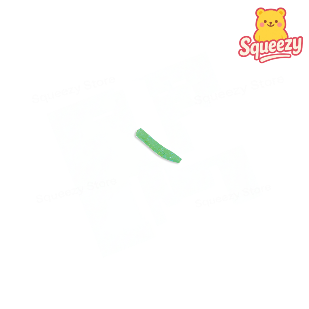 Green Super Long Water Wiggler slippery sensory tube filled with glitter.