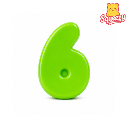 Greennumber6squishytoyonawhitebackground