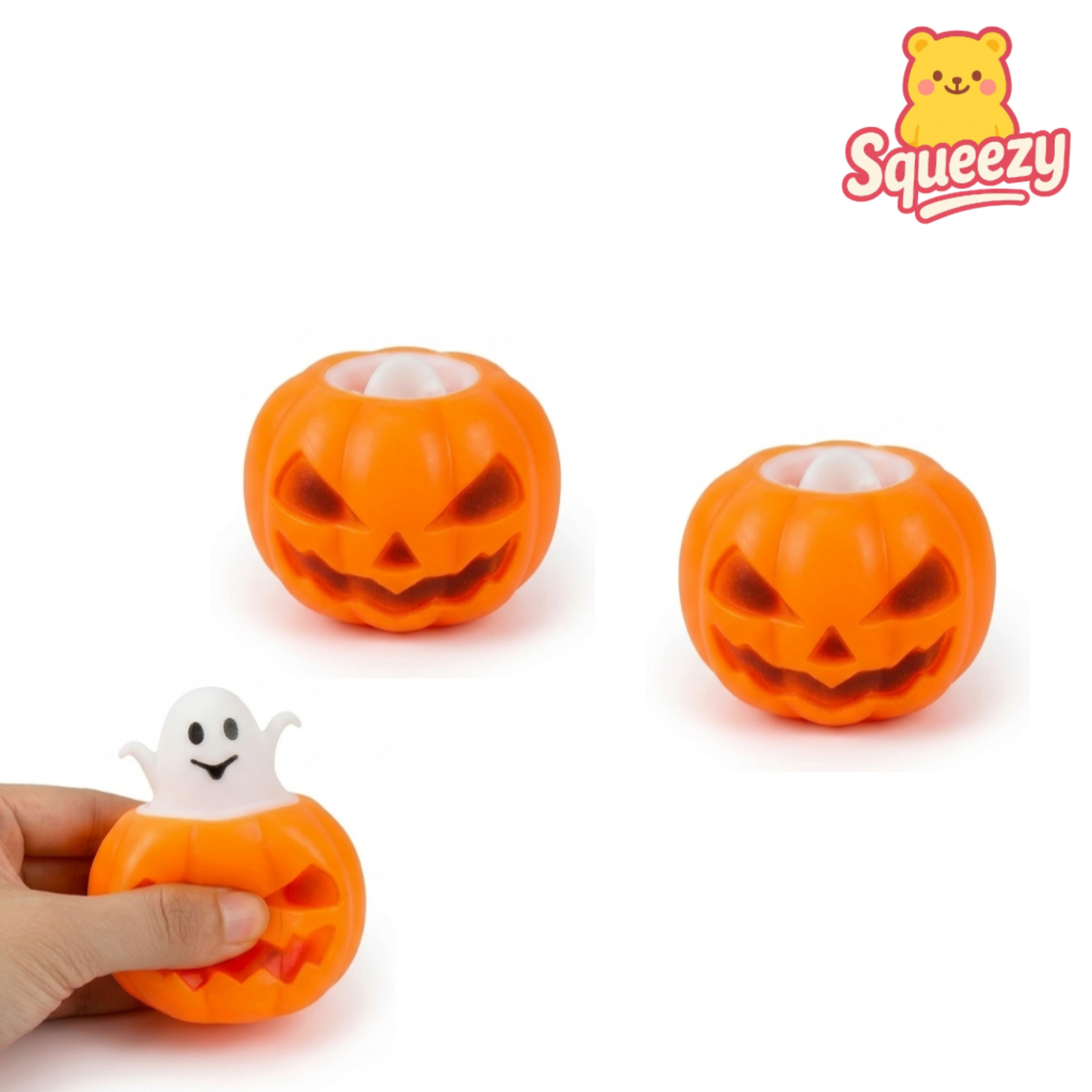 Halloween Pumpkin Squeeze Toys with Popping Ghosts