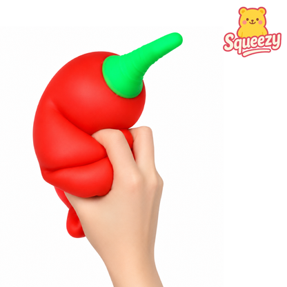 Hand squeezing Giant Red Chili Pepper Jumbo Squishy – extra large slow rising stress relief toy