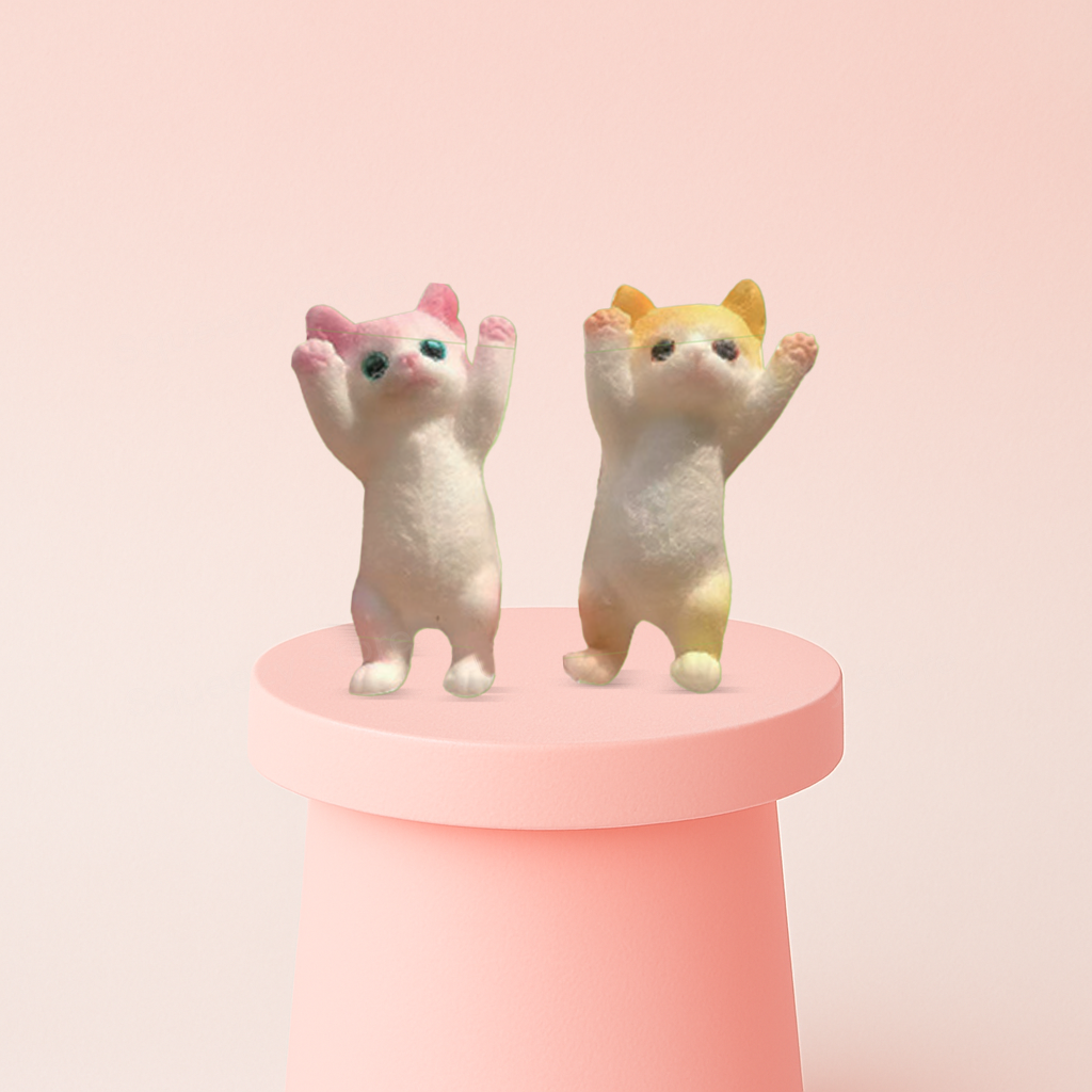 Hands-Up Cat Squishies small size super soft slow-rising cat stress relief toys displayed as a pair.