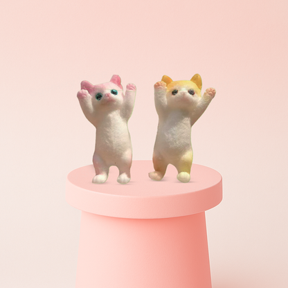 Hands-Up Cat Squishies small size super soft slow-rising cat stress relief toys displayed as a pair.